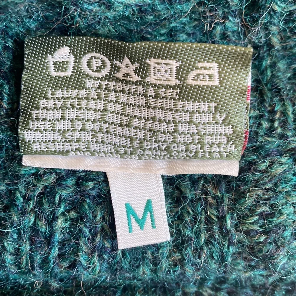 Carraig Donn Green Irish Aran Cable Knit Wool Sweater Jacket Medium - Picture 6 of 6